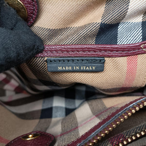 Pre-owned Burberry Medium Banner Burgundy×gray×beige×dark navy leather shoulderbag | stylenewstar