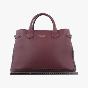 Pre-owned Burberry Medium Banner Burgundy×gray×beige×dark navy leather shoulderbag | stylenewstar