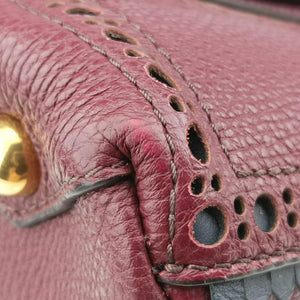 Pre-owned Burberry Medium Banner Burgundy×gray×beige×dark navy leather shoulderbag | stylenewstar