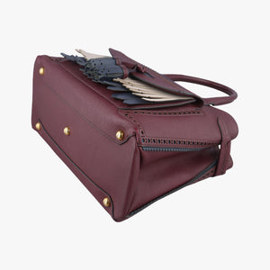 Pre-owned Burberry Medium Banner Burgundy×gray×beige×dark navy leather shoulderbag | stylenewstar