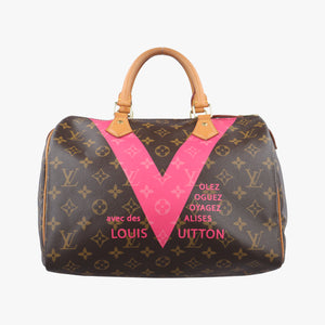Pre-owned Louis Vuitton Speedy 30 Grenade V brown×pink Monogram Canvas M41533 handbag | stylenewstar
