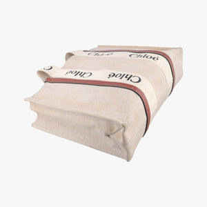 Pre-owned Chloe Woody Beige x Brown x Black canvas handbag | stylenewstar