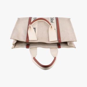 Pre-owned Chloe Woody Beige x Brown x Black canvas handbag | stylenewstar