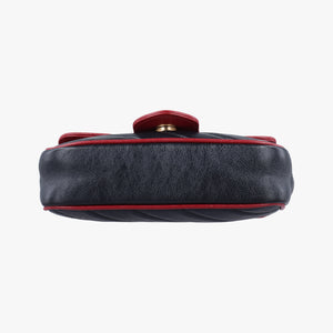 Pre-owned Gucci GG Marmont Black×Red Leather 574969 shoulderbag | stylenewstar