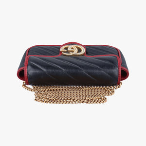 Pre-owned Gucci GG Marmont Black×Red Leather 574969 shoulderbag | stylenewstar