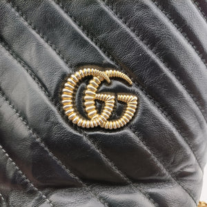 Pre-owned Gucci GG Marmont Black×red Leather 573817 shoulderbag | stylenewstar