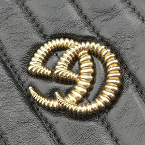 Pre-owned Gucci GG Marmont Black×red Leather 573817 shoulderbag | stylenewstar