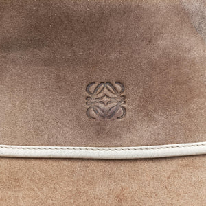 Pre-owned Loewe Anagram Brown×white Suede × leather shoulderbag | stylenewstar