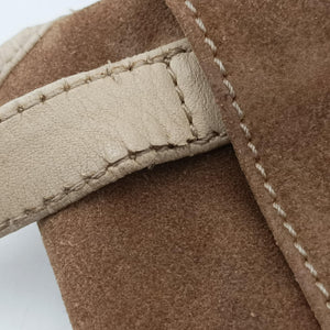 Pre-owned Loewe Anagram Brown×white Suede × leather shoulderbag | stylenewstar