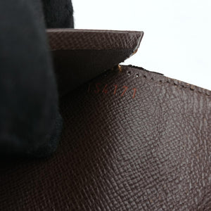 Pre-owned Louis Vuitton Damier Portefeuille Brazza Bifold EBENE Damier Canvas N60017 long-wallet | stylenewstar