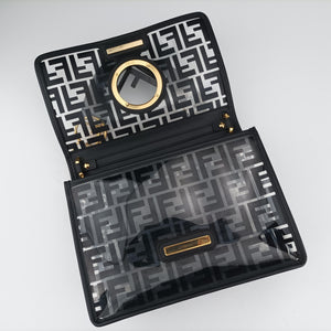 Pre-owned Fendi Kan I F Black PVC Coated Canvas 8BT284 shoulderbag | stylenewstar