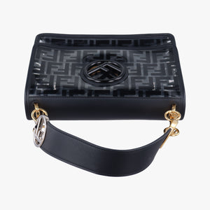 Pre-owned Fendi Kan I F Black PVC Coated Canvas 8BT284 shoulderbag | stylenewstar