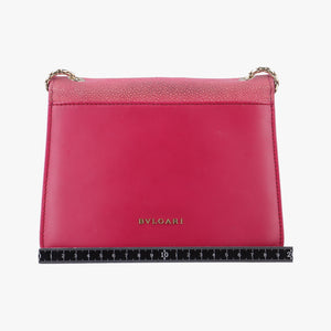 Pre-owned Bvlgari Serpenti Pink Galuchat Skin×Leather shoulderbag | stylenewstar
