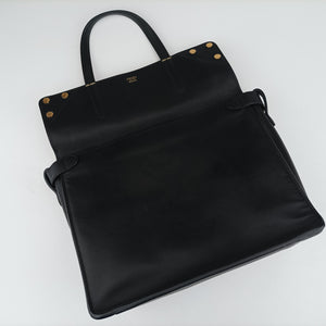 Pre-owned Fendi Flip blackx red x brown Leather× Suede 8BT302 shoulderbag | stylenewstar