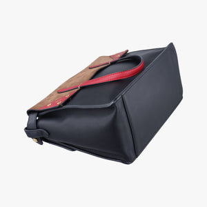 Pre-owned Fendi Flip blackx red x brown Leather× Suede 8BT302 shoulderbag | stylenewstar