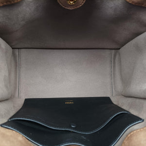 Pre-owned Fendi Flip blackx red x brown Leather× Suede 8BT302 shoulderbag | stylenewstar