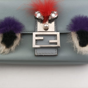 Pre-owned Fendi monster micro Baguette Blue×Multicolour Leather 8M0354 shoulderbag | stylenewstar