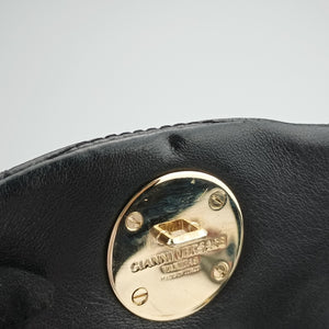 Vintage VERSACE Embossed Leather Talia Vanitas Black Leather handbag | stylenewstar