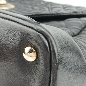 Vintage VERSACE Embossed Leather Talia Vanitas Black Leather handbag | stylenewstar