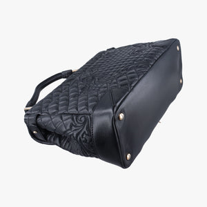 Vintage VERSACE Embossed Leather Talia Vanitas Black Leather handbag | stylenewstar