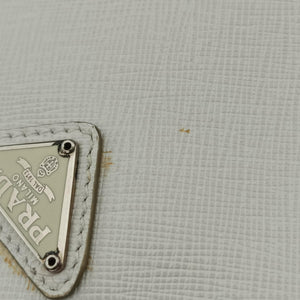 Pre-owned Prada Triangular logo plate Golden×White SAFFIANO Leather BT947C shoulderbag | stylenewstar