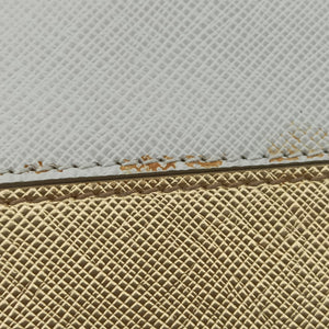 Pre-owned Prada Triangular logo plate Golden×White SAFFIANO Leather BT947C shoulderbag | stylenewstar