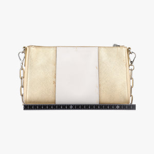 Pre-owned Prada Triangular logo plate Golden×White SAFFIANO Leather BT947C shoulderbag | stylenewstar