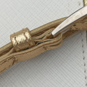 Pre-owned Prada Triangular logo plate Golden×White SAFFIANO Leather BT947C shoulderbag | stylenewstar