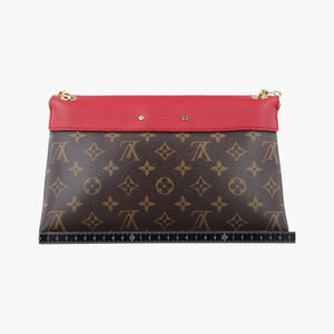 Vintage Louis Vuitton PALLAS Chain Brown×CERISE Monogram Canvas×calf leather M41201 shoulderbag | stylenewstar