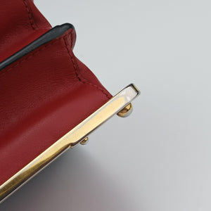 Pre-owned Prada Cahier Red x Black Leather 1BD045 shoulderbag | stylenewstar