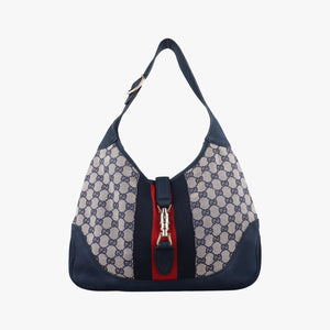 Pre-owned Gucci Jackie Flora Hobo beige×navy×red canvas x leather 277520 handbag | stylenewstar