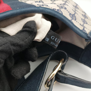 Pre-owned Gucci Jackie Flora Hobo beige×navy×red canvas x leather 277520 handbag | stylenewstar