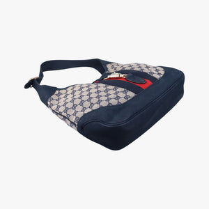 Pre-owned Gucci Jackie Flora Hobo beige×navy×red canvas x leather 277520 handbag | stylenewstar