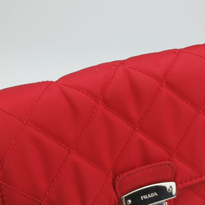 Pre-owned Prada Fuchsia Fabric Impuntu Flap Red nylon shoulderbag | stylenewstar