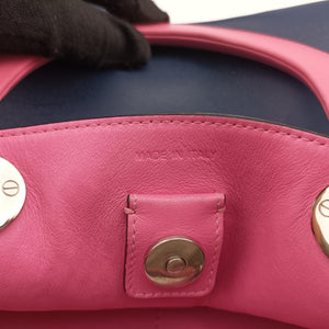 Pre-owned Christian Dior Diorissimo Navy x Pink Leather shoulderbag | stylenewstar