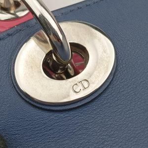 Pre-owned Christian Dior Diorissimo Navy x Pink Leather shoulderbag | stylenewstar