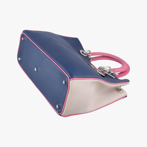 Pre-owned Christian Dior Diorissimo Navy x Pink Leather shoulderbag | stylenewstar