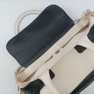 Pre-owned Bally Medium Boston Golf Black x White leather shoulderbag | stylenewstar