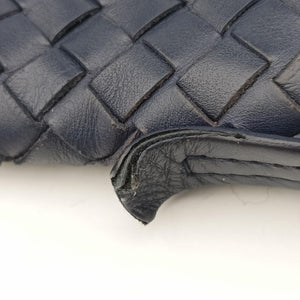 Pre-owned Bottega Veneta Intrecciato Navy lambskin shoulderbag | stylenewstar
