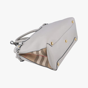 Pre-owned Burberry House Check The Banner Gray × Multicolor Leather ×Canvas shoulderbag | stylenewstar