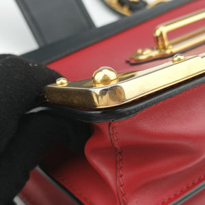 Pre-owned Prada Cahier Red x Black Leather 1BD045 shoulderbag | stylenewstar