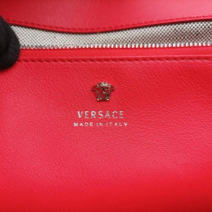 Pre-owned VERSACE Palazzo Empire Red x Blue x Black Leather shoulderbag | stylenewstar
