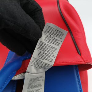 Pre-owned VERSACE Palazzo Empire Red x Blue x Black Leather shoulderbag | stylenewstar