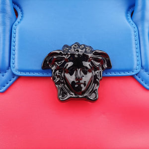 Pre-owned VERSACE Palazzo Empire Red x Blue x Black Leather shoulderbag | stylenewstar
