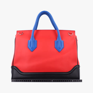 Pre-owned VERSACE Palazzo Empire Red x Blue x Black Leather shoulderbag | stylenewstar