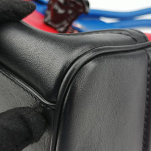 Pre-owned VERSACE Palazzo Empire Red x Blue x Black Leather shoulderbag | stylenewstar