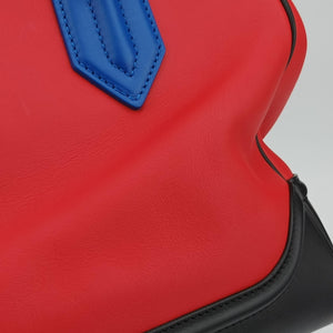 Pre-owned VERSACE Palazzo Empire Red x Blue x Black Leather shoulderbag | stylenewstar