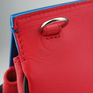 Pre-owned VERSACE Palazzo Empire Red x Blue x Black Leather shoulderbag | stylenewstar