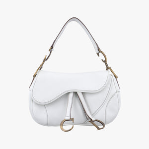Pre-owned Christian Dior double saddle White Leather handbag | stylenewstar