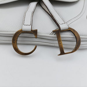 Pre-owned Christian Dior double saddle White Leather handbag | stylenewstar
